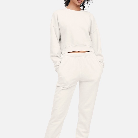 MATE the Label Tops - MATE The Label Organic Fleece Crop Sweatshirt in Bone NWT SIZE S